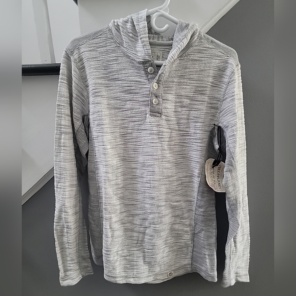 Free Planet Sweatshirt Men's Medium Gray Cotton Blend Pullover Hoodie M